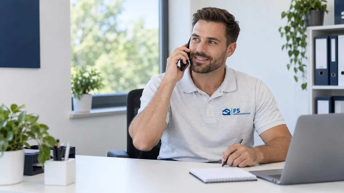 Symbolbild: Persönliche telefonische Abstimmung im Gebäudeservice